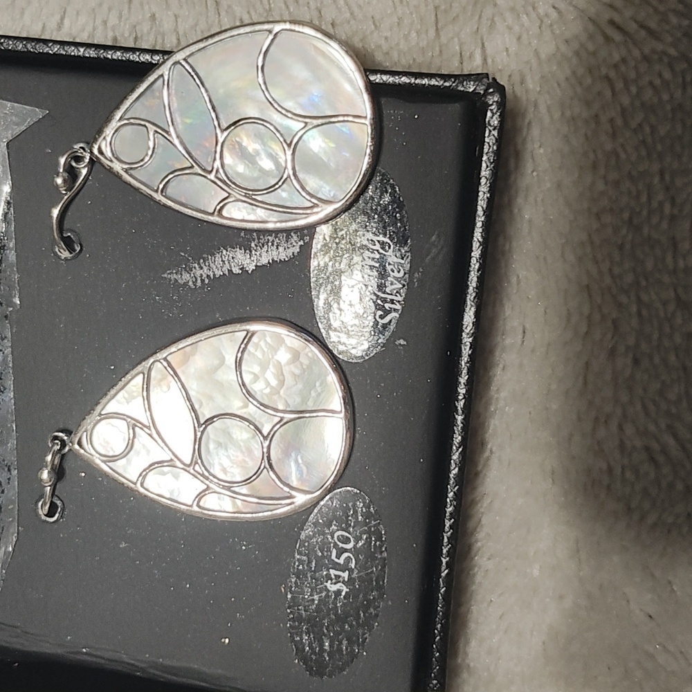 Mother of Pearl Caged Teardrop Earrings in Sterling Silver NWT - Picture 2 of 7